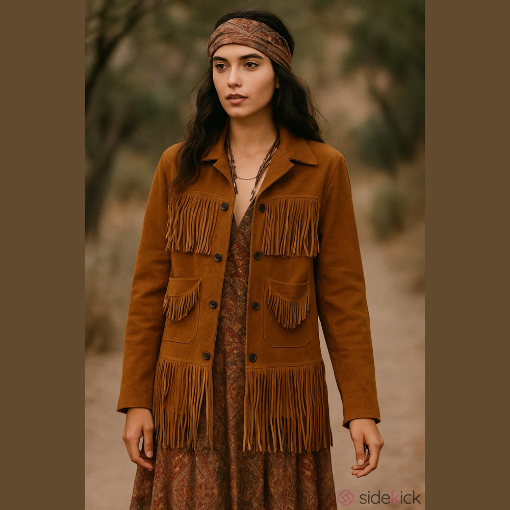 Rare vintage fringe crude doe suede/buckskin jacket 1950’s Western Boho native